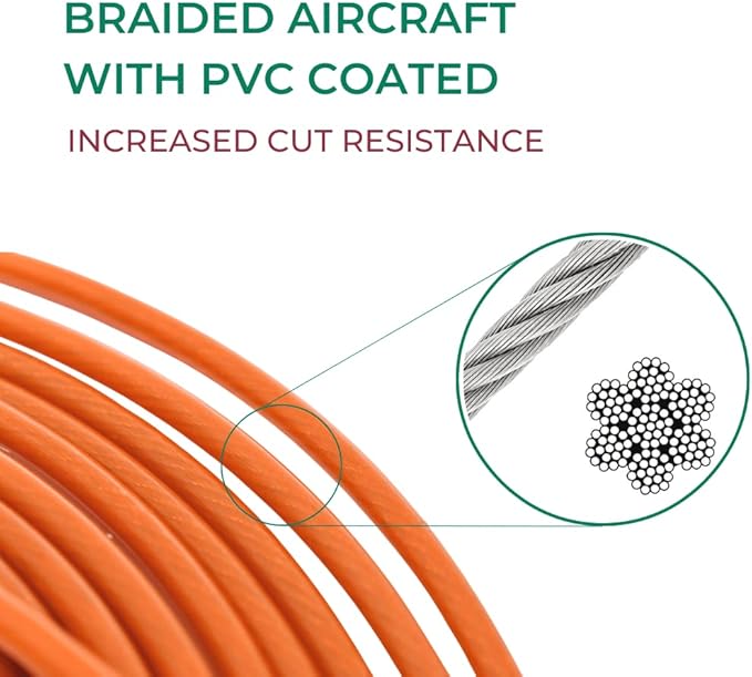 25FT Tie-Out Cables for Dogs - Strong, Safe, and Durable Dog Tie-Outs for Every Breed up to 250 Pounds - Weather and Wear Resistant Galvanized Aircraft Cable for Outside Use