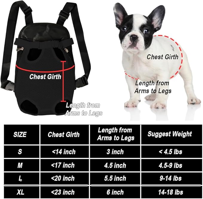 FEimaX Dog Carrier Backpack Pet Legs Out Front Cat Travel Bag, Adjustable Puppy Backpacks Carriers Hands-Free for Small Medium Dogs Cats Hiking Traveling Camping Daily Walking (X-Large, Black)