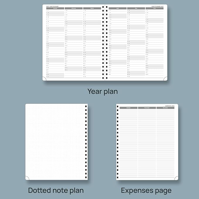 POPRUN 2026 Planner (Large - 8.5" x 10.5") with Hourly Schedule, Vertical Layout - 2026 Weekly Calendar (Jan. 2026 - Dec.2026) for Time Management, Monthly Tabs, Spiral Bound, Soft Cover - Black