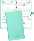 POPRUN 2026 Pocket Planner (Slim Size 3.5" x 6.5") Weekly and Monthly Calendar for Purse, with Hourly Time Slots, 100GSM Thick Paper, Spiral Soft Cover, Pen Holder - Green