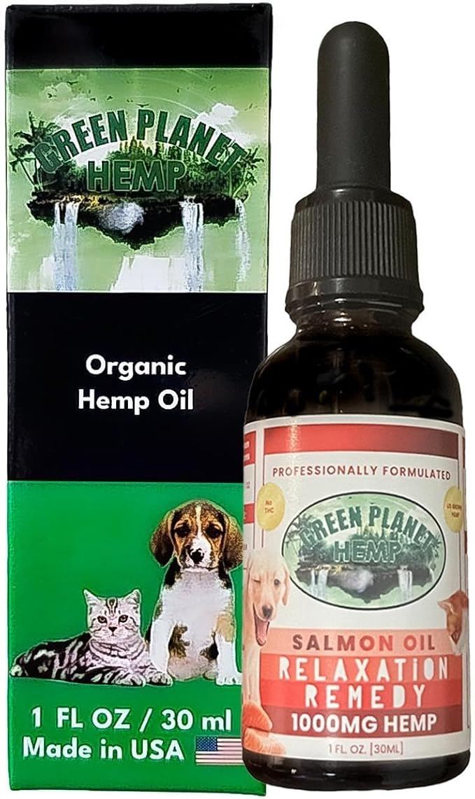 Pet Hemp Oil | Dogs and Cats | Wild Alaskan Salmon Hemp Oil | 1000MG Organic Tincture | 100% Natural | Hip, Joint, and Muscle Support for Your Pet | Aids with Skin, Coat, Anxiety, Stress, and Pain