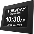 【New 2025】 Dementia Clock Large Clock for Seniors, Digital Clock with Custom Alarms, Clock with Day & Date for Elderly, Large Number Digital Clock Black Extra Large