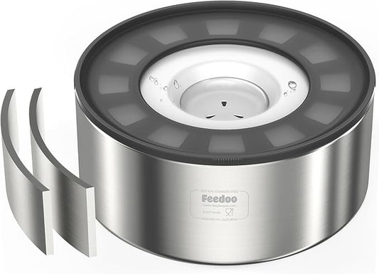 2L No Spill Water Bowl for Dogs, Double-Wall Stainless Steel with Splash-Proof Paws Lid and Floating Disk, Non-Slip Base, Easy to Clean Slow Water Feeder for Small Medium Dogs