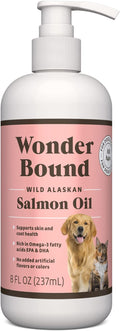 Amazon Brand - Wonder Bound Wild Alaskan Salmon Oil - Skin and Coat Support, Omega 3 Supplement for Dog and Cat , 8 fl oz