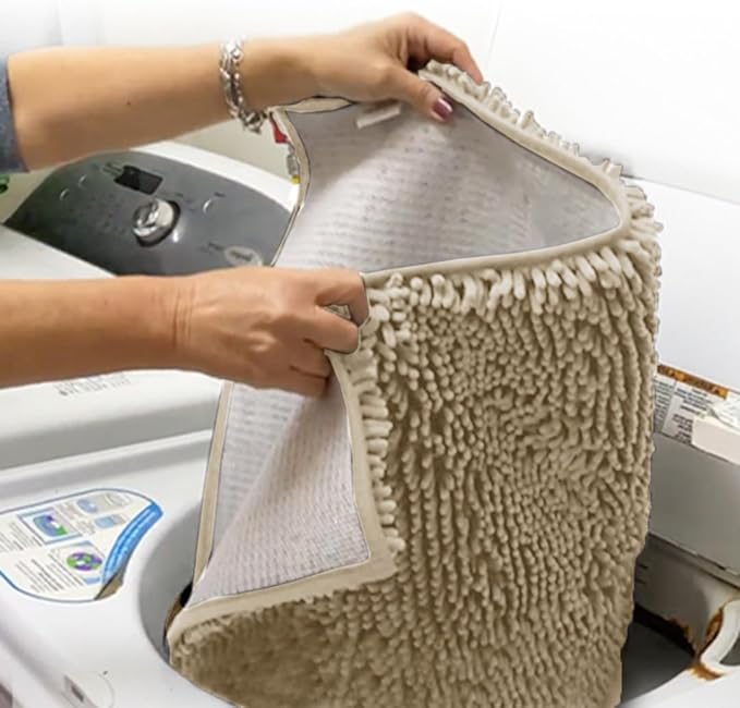 Muddy Mat® AS-SEEN-ON-TV Highly Absorbent Microfiber Door Mat and Pet Rug, Non Slip Thick Washable Area and Bath Mat Soft Chenille for Kitchen Bathroom Bedroom Indoor and Outdoor - Beige XXXL 72"X48"