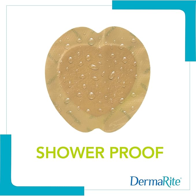 DermaRite ComfortFoam Border, Foam Wound Dressing - Flexible and Soft Silicone, Self Adhesive, No Natural Rubber Latex - 7-1/5 in. x 7-1/5 in., 1 Count, 5 Packs, 5 Total