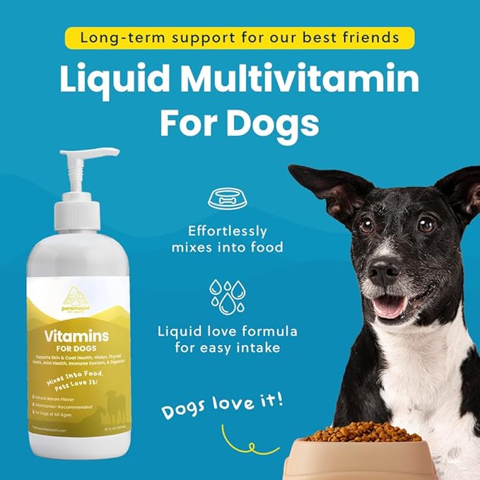 Liquid Multivitamin for Dogs with Probiotics, 8 in 1 Vitamins for Immune Support, Energy & Digestion, High Absorption Liquid Dog Supplement, Made in USA, 16 oz