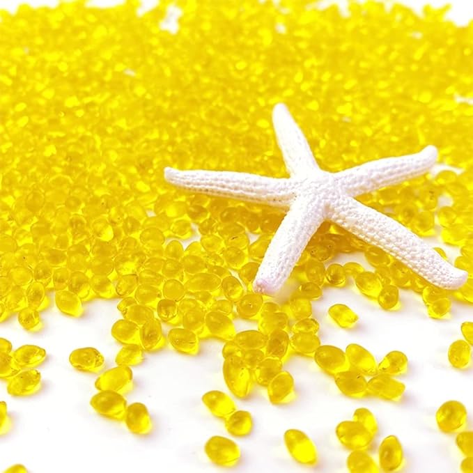 1 Lb (460 g) Yellow Sea Glass Stones Irregular Rainbow Glass Pebble Decorative Rock Quartz Tumbled Gemstone Chips for Aquarium Decoration/Vase Filler/Jewelry Making/Handwork Craft/Gems Display