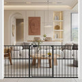 WAOWAO Triple Lock Baby Gate Extra Wide 81.49-86.22" Pressure Mounted Walk Through Swing Auto Close Safety Black Metal Dog Pet Puppy for Stairs,Doorways