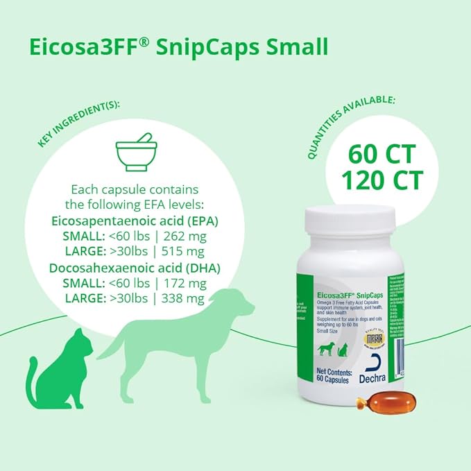 SnipCaps Omega 3 Free Fatty Acid Capsules for Dogs and Cats - Small, 60 ct