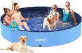 VISTOP Jumbo Foldable Dog Pool, Hard Plastic Shell Portable Swimming Pool for Dogs Cats and Kids Pet Puppy Bathing Tub Collapsible Kiddie Pool (97inch.D x 15.7inch.H, Blue)