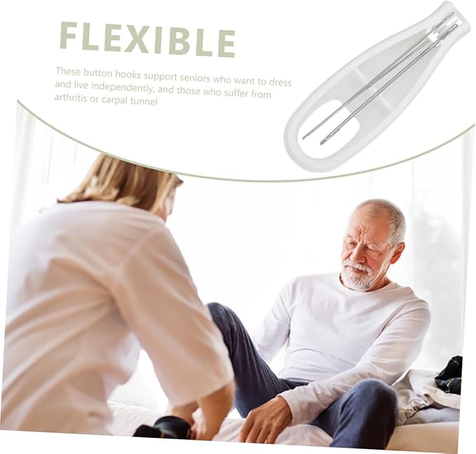 POPETPOP 2pcs Button Hook and Zipper Puller for Clothes Wearing Assistance Grip Handle Dressing Aid Tool for Arthritis and Mobility Convenient Button Fastening Helper for Coat and Shirt