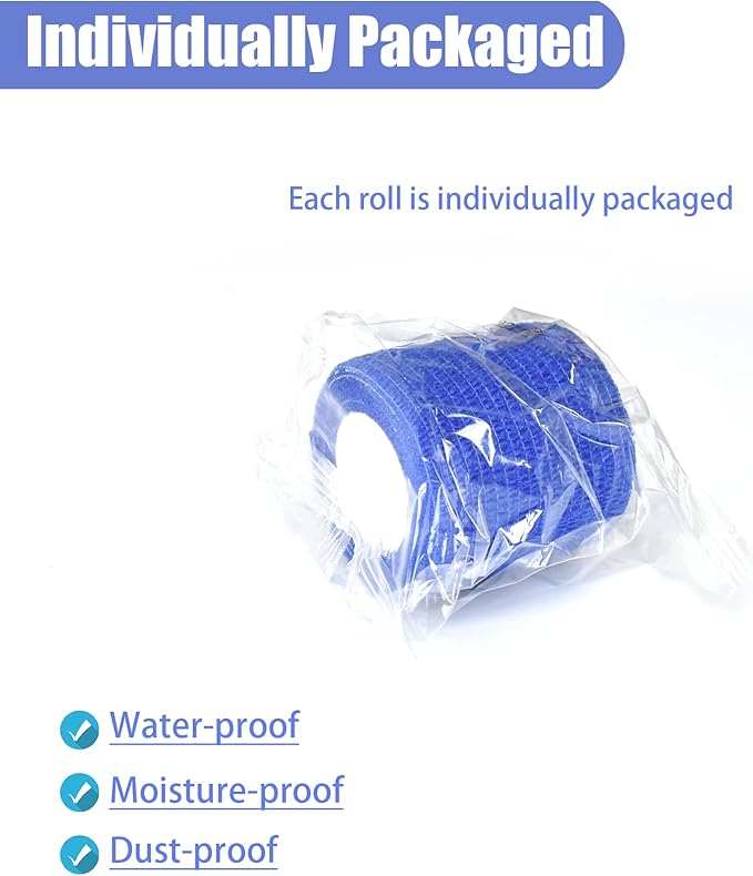 9 Pack 2" x 5 Yards Self Adhesive Bandage Wrap Self Stick Wrap for Ankle, Wrist, Finger, Sports, Breathable Cohesive Vet Tape for Pets (D Dark Blue)