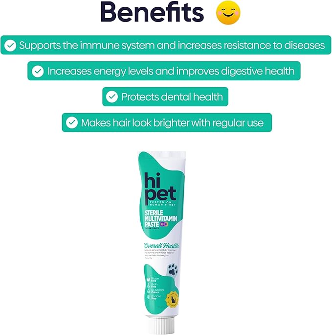 Hi Pet Multivitamin Cat Malt, Cat Treats Lickable, Supports Immune System, Metabolism, Dental Health, Weight Control, Iron for Cats, 2.65 Oz (Pack of 3)