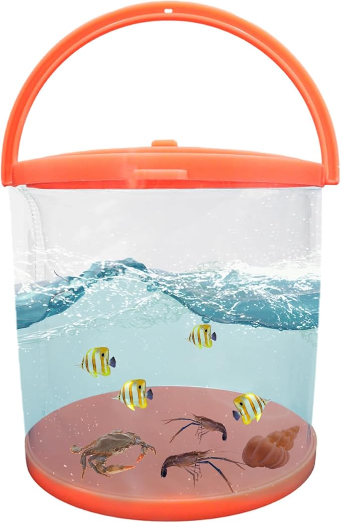 Foldable Small Aquarium, Portable Fish Tank, Fish Transport Container, Plasitc Fish Bowl, Beginner Tank, Great Concept for Catching and Release Critters, Beach, Pool and Lake