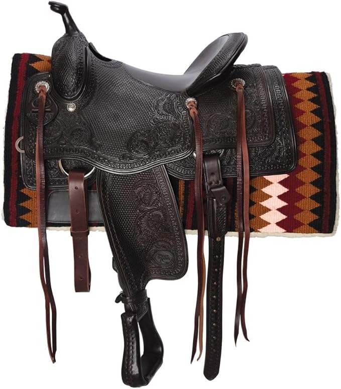 Fleece Bottom Contoured Saddle Pad - 34" x 40" | New Zealand Wool Top | 3/4" Felt Core | Contoured Fit | Hypoallergenic Fleece Lining | Weighs 8 lbs