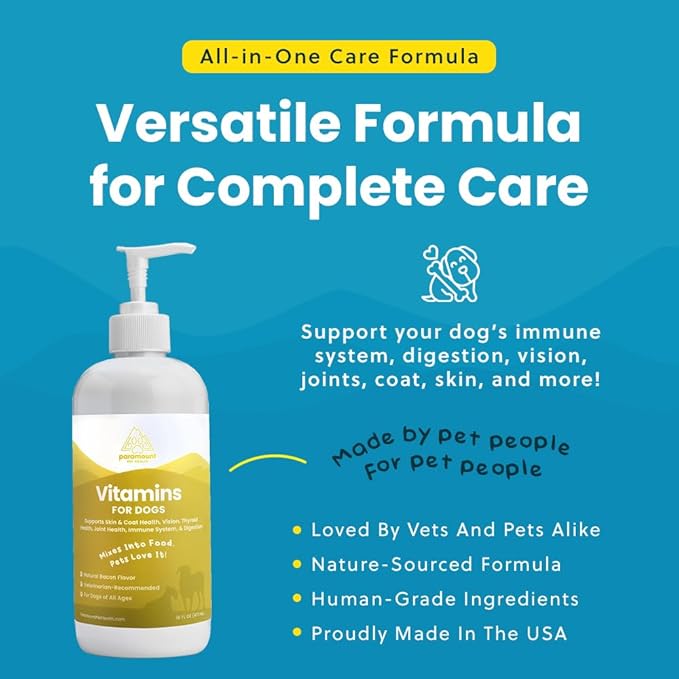 Liquid Multivitamin for Dogs with Probiotics, 8 in 1 Vitamins for Immune Support, Energy & Digestion, High Absorption Liquid Dog Supplement, Made in USA, 16 oz