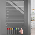 9"x13" Clear Weekly Meal Planner Magnetic Acrylic Board,Acrylic Magnetic Dry Erase Board for Fridge, Magnet Week Calendar for Refrigerator Includes 6 Colors Markers