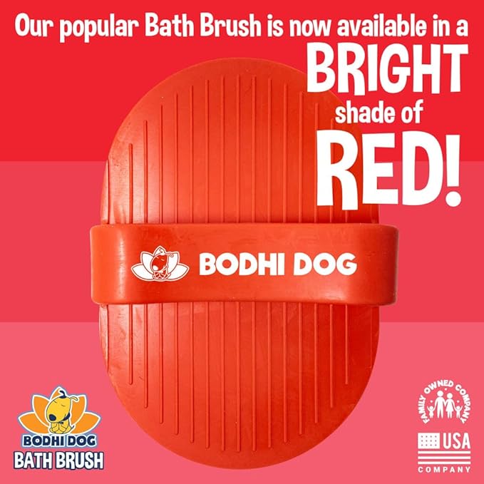 Bodhi Dog Shampoo Brush - Pet Grooming & Bath Supplies for Dogs and Cats - Bath Brush for Long & Short Hair - Premium Scrubber for Shower, Bathing & Massage (One Pack, Red)