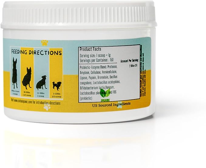 Probiotics, Prebiotics, & Digestive Enzymes for Dogs| Limited Ingredients| Digestive Support |Allergy Relief |Immune Support| Reduces Inflammation| Diarrhea & Gas Relief (150g), White