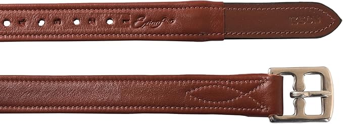 Exion FlexiStrong Stirrup Leathers for English Saddle | Ultra-Soft Cow Calfskin with Nylon Core | 1” Wide Stirrup Leathers for Daily Use | Sizes 48" to 62" | Black, Brown