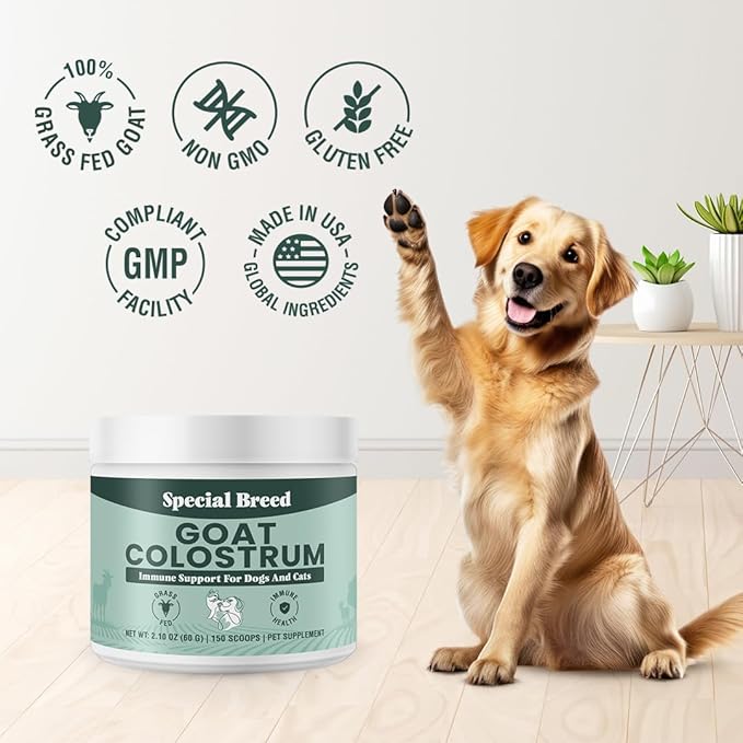 Special Breed Goat Colostrum for Dogs and Cats, Immune Support Supplement for Allergy and Itch Relief, Grass Fed Colostrum Powder (60 Grams)