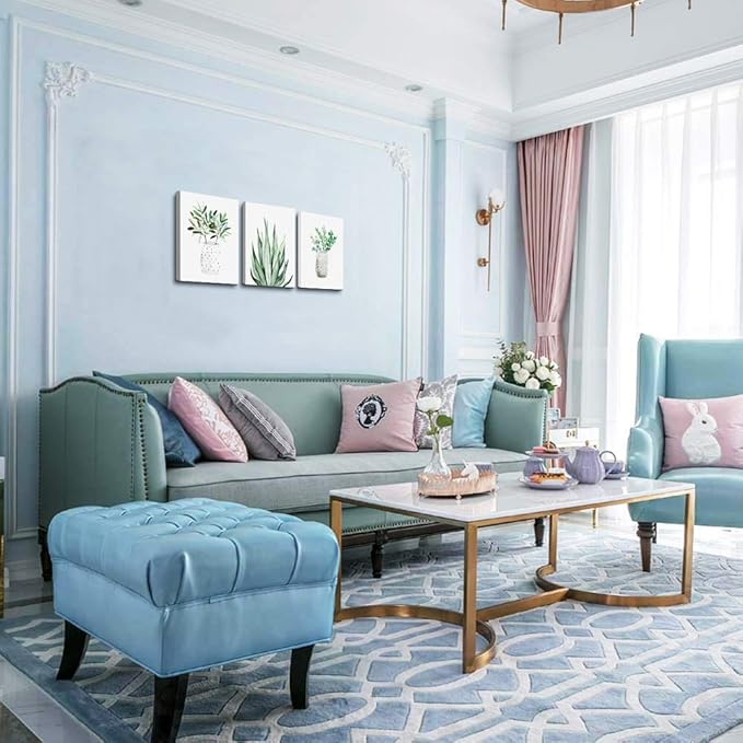 farmhouse Wall Art painting for dining room bathroom Abstract Canvas art family Wall decor for Bedroom kitchen Wall Decoration Living Room decor art Green Leaf pictures Artwork for home walls 3 piece