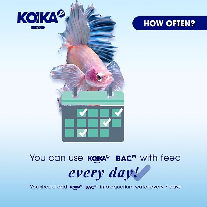 KOIKA BACM Natural Color Enhancement for Fish, Combination of Probiotic & Multi-Vitamins for Aquarium A, B6, B2, Pleasant Smells (BACM, 30ml)