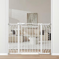 29.9-43.7 in Wide Baby Gate for Stairs Doorways, Auto Close Child Safety Gates Indoor for Dogs Pets, Pressure Mounted Metal Barrier Kids Toddler Door Walk Through, 30" Tall, White