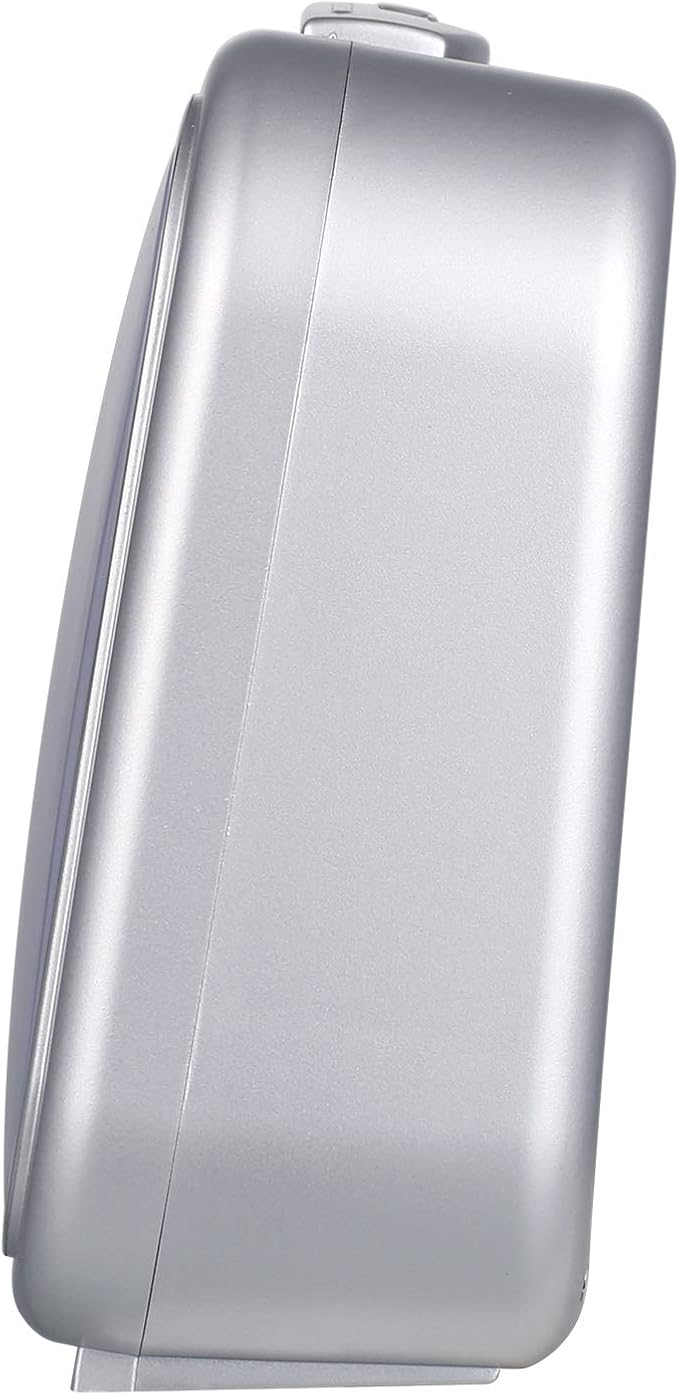 5.5" Large Analog Alarm Clock Silent Non Ticking, Gentle Wake, Beep Sounds, Increasing Volume, Battery Operated Snooze and Manual Light, Easy Set, Silver