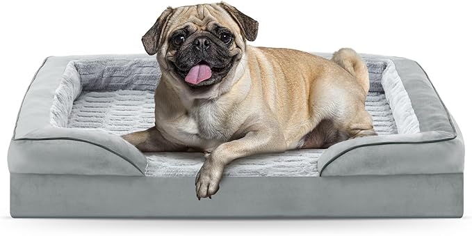 FURTIME Orthopedic Dog Bed for Small Dogs - Waterproof Dog Sofa Beds Small, Supportive Foam Pet Couch Bed with Removable Washable Cover, Waterproof Lining and Nonskid Bottom, Light Grey