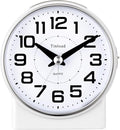 4.3" No Ticking Analog Alarm Clock,Silent Readable for Seniors,Easy to Set,Gradual Rise Alarm,Big Numbers,On/Off Switch on Side,Gentle Wake,Snooze,Lighted on Demand,Battery Operated,White