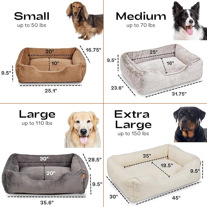 FUZI Luxury Aesthetic Dog Bed for Small Dogs with Washable Cover, Pet Couch, Pet Bed with Sides, Non-Slip Bottom, Soft & Durable Calming Dog Bed, Faux Rabbit Fur Cover, Small 25.1x16.75x9.5 Dark Grey
