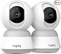 Hugolog 3K 5MP Indoor Pan/Tilt Security Camera with Auto-Focus(2pcs),Ideal for Baby Monitor/Pet Camera/Home Security,Starlight Color Night Vision,Human/Pet AI,Noise Reduction,US Cloud,Works with Alexa