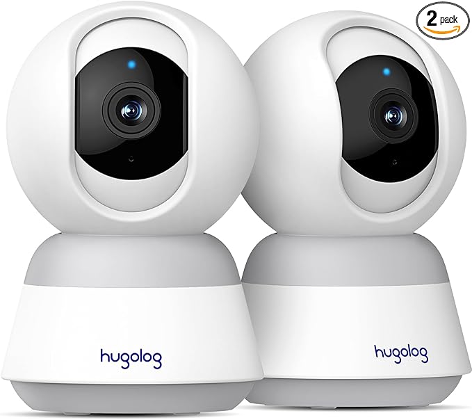 Hugolog 4K 8MP Indoor Pan/Tilt Security Camera with Auto-Focus(2pcs),Ideal for Baby Monitor/Pet Camera/Home Security,Starlight Color Night Vision,Human/Pet AI,Noise Reduction,US Cloud,Works with Alexa