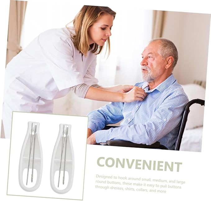 POPETPOP 2pcs Button Hook and Zipper Puller for Clothes Wearing Assistance Grip Handle Dressing Aid Tool for Arthritis and Mobility Convenient Button Fastening Helper for Coat and Shirt