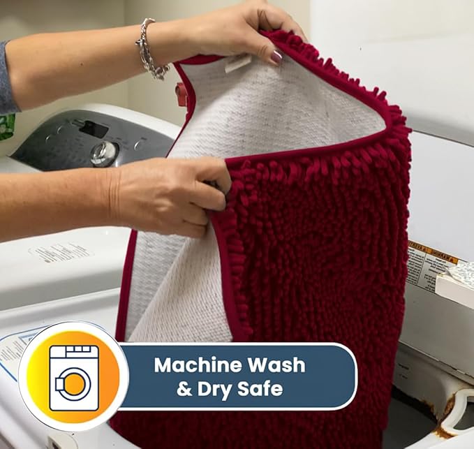 Muddy Mat® Original Dog Door Mat for Muddy Paws, Super Absorbent Microfiber, Non-Slip Washable Pet Rug, Quick Dry Chenille Entryway Carpet, Machine Washable Indoor Outdoor mat, Maroon 35"x60"