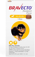 BRAVECTO Chew for Dogs, Flea & Tick, 1 Chew, 12 Week Supply, 4.4-9.9 lbs., Yellow Box