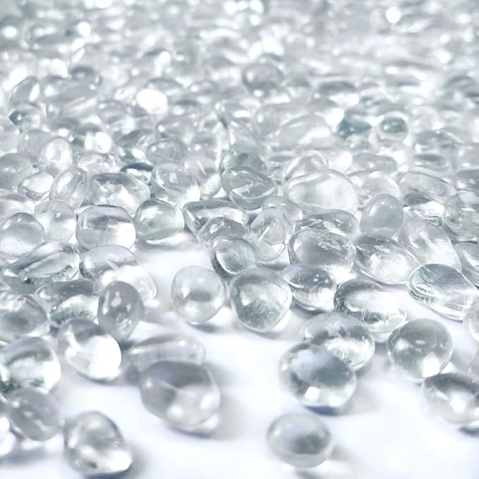 0.88LB Clear Fish Tank Gravel Aquarium Glass Stones Sea Glass Pebbles Aquarium Gravel Rocks Fish Tank Rocks, Sand Glass Gems Stones Beads Pebbles Rock for Vase Filler Turtle Fish Tank Decoration