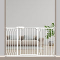 Extra Wide Baby Gate 53-57.5 Inch, Tension Mounted No Drilling, Auto Close Indoor Safety Gate for Stairs & Doorways - Metal Design for Kids and Pets, White