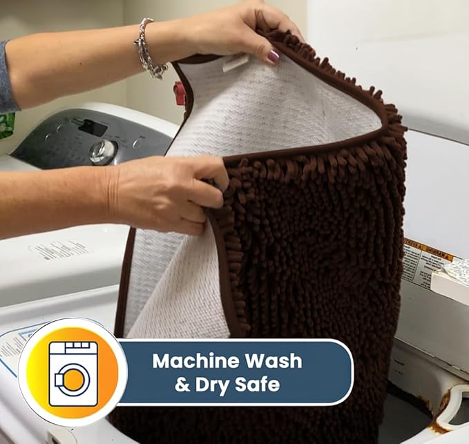 Muddy Mat® Original Dog Door Mat for Muddy Paws, Super Absorbent Microfiber, Non-Slip Washable Pet Rug, Quick Dry Chenille Entryway Carpet, Machine Washable Indoor Outdoor mat, Brown 24"x72"