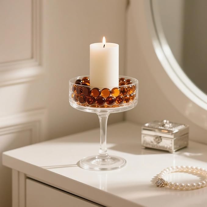 0.96LB Glass Beads Vase Filler Aquarium Gravel Decor Flat Glass Marbles Gems Pebbles Fish Tank Rocks Home Decorative Art Craft - Amber