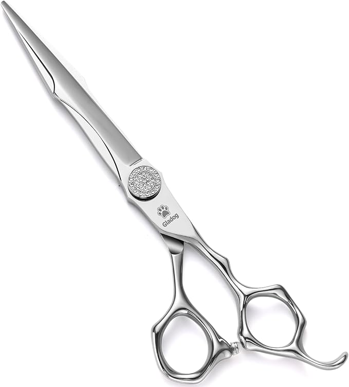 GLADOG 7" Premium 9CR Dog Grooming Scissors with Full Diamond Pivot Nut - Professional Straight Dog Scissors for Grooming, Ideal Dog Shears for Precise Trimming, Pet Grooming Scissors, Grooming Shear