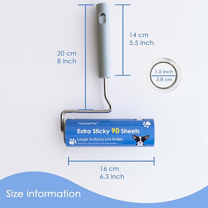 Extra Sticky Large Lint Roller Refills, 6.3'' Giant Lint Roller Refills for Pet Hair, Clothes&Furniture Cleaning, 540 Sheets in Total