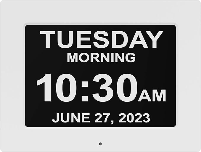 【New 2025】 Dementia Clock Large Clock for Seniors, Digital Clock with Custom Alarms, Clock with Day & Date for Elderly, Large Number Digital Clock White Extra Large