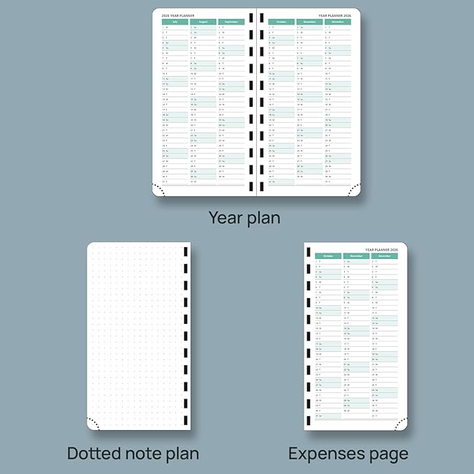 POPRUN 2026 Pocket Planner (Slim Size 3.5" x 6.5") Weekly and Monthly Calendar for Purse, with Hourly Time Slots, 100GSM Thick Paper, Spiral Soft Cover, Pen Holder - Night Sky Blue