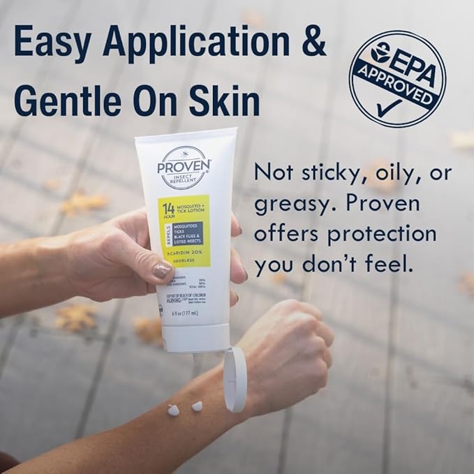 Proven Insect Repellent Lotion, Keep Mosquitoes, Ticks and Flies Off, DEET Alternative Repellent, Up to 14-Hour Protection, Great for Camping or Hiking, 6 Ounce, Gentle Scent Lotion