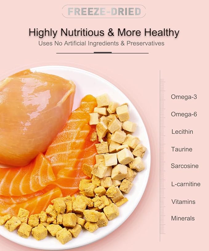 Freeze Dried Chicken Cat & Dog Treats –8OZ Chicken Meat - High Protein, Bite-Sized, Training Treats Snacks (Chicken)