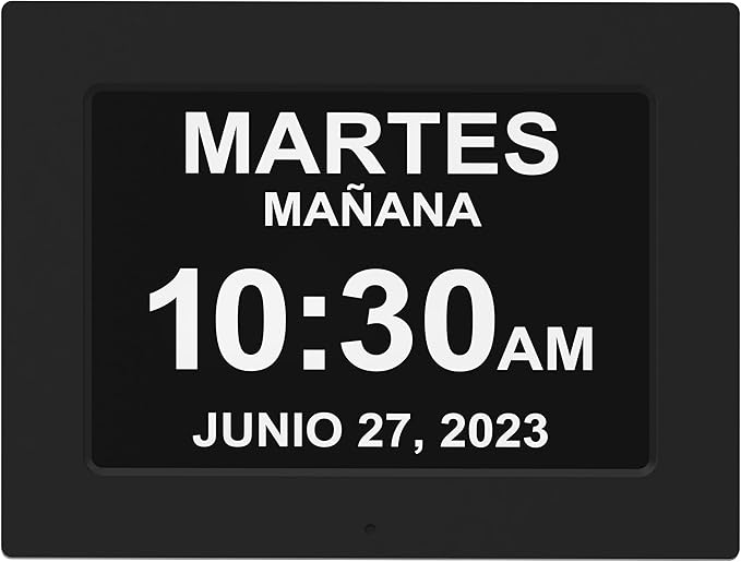 【New 2025】 Dementia Clock Large Clock for Seniors, Digital Clock with Custom Alarms, Clock with Day & Date for Elderly, Large Number Digital Clock Black Extra Large