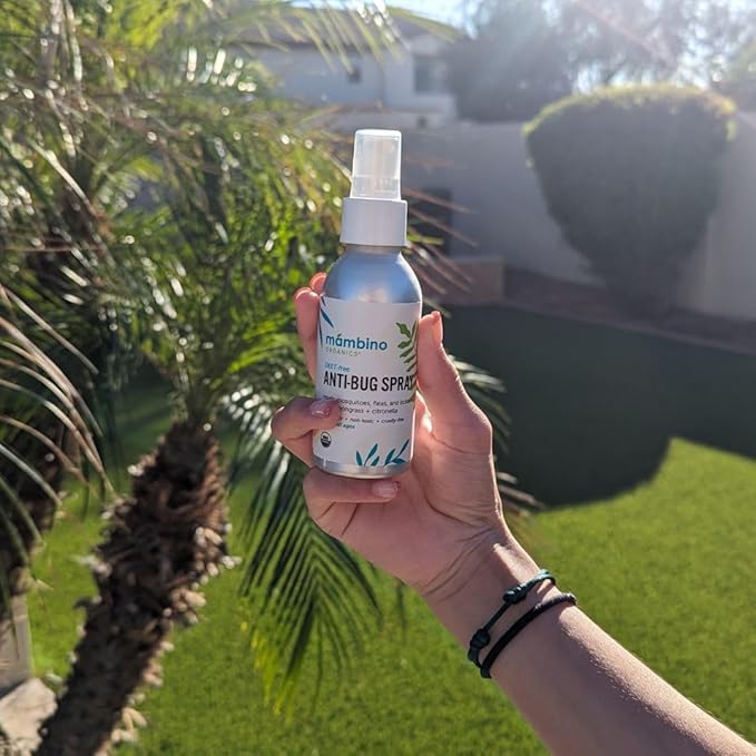 Anti-Bug Spray DEET-Free – Organic, All-Natural Bug Spray Travel Size with Essential Oils – Non-Toxic, Reef Safe, Face-Safe Bug Repellent for Babies, Kids, Adults by Mambino Organics, 2.7oz 3-Pack